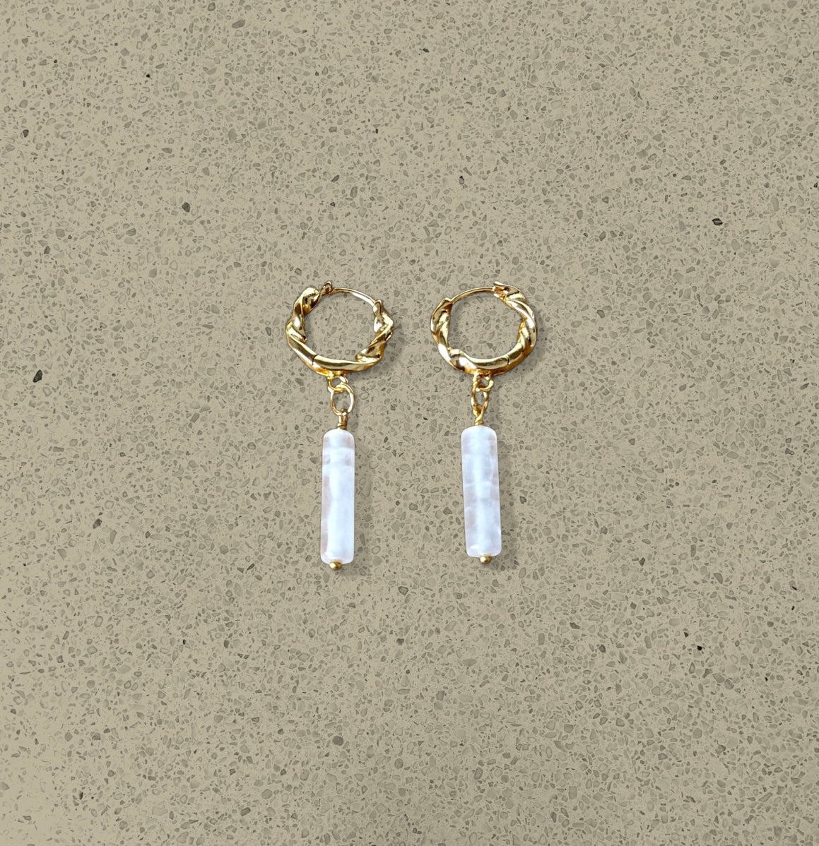 Twisted Rose Quartz Huggies