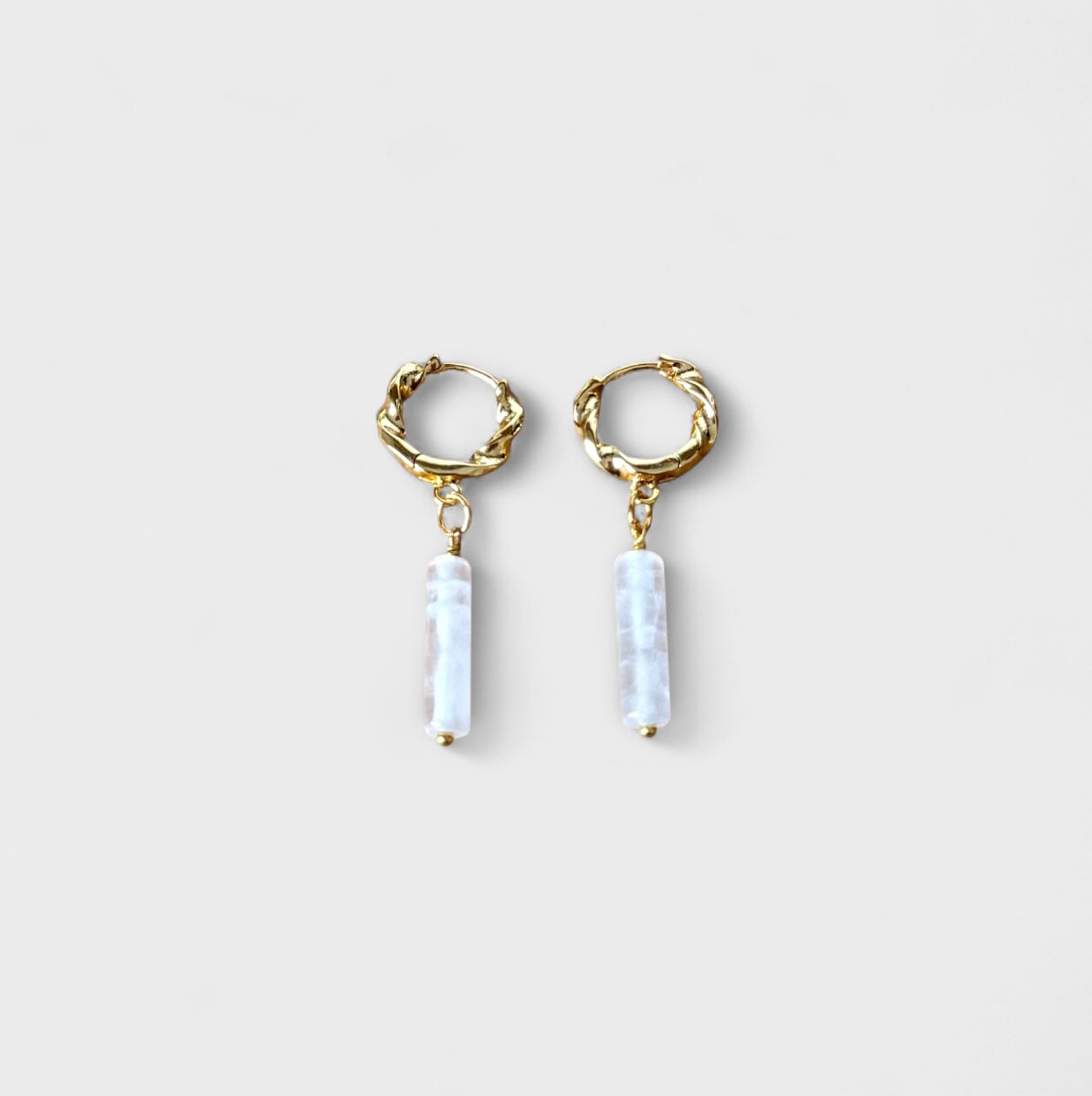 Twisted Rose Quartz Huggies