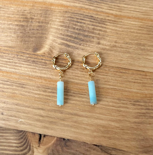 Twisted Amazonite Huggies